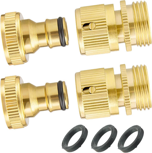 PLG ¾ Inch GHT Solid Brass Garden Hose Quick Connect Fittings,2 Male+2 Female...