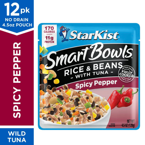 StarKist Smart Bowls Spicy Pepper, 4.5 oz Pouch (Pack of 12) – Features Rice & Beans with Wild Caught Light Tuna...