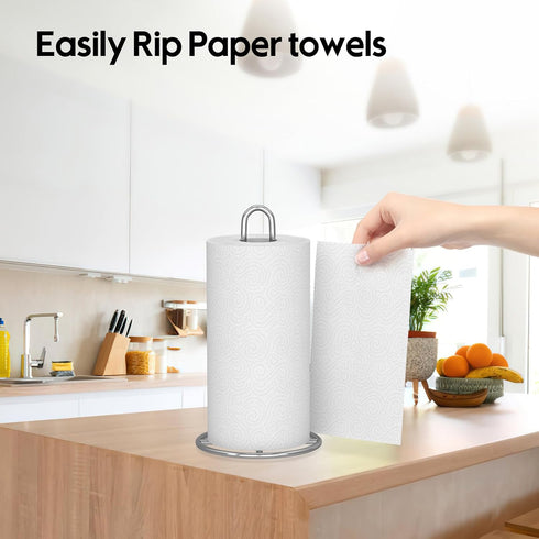 Paper Towel Holder Countertop, Kitchen Paper Towels Holder Stand for Kitchen Organization and Storage, Stainless Steel Paper Towel Roll Holder wit...