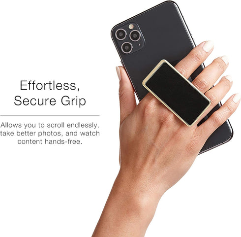 HANDL New York Black and Gold Professional Leather Collection HANDLstick Grip and Stand for Smartphone...