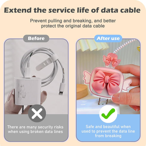 Lovely Cable Protector for iPhone Charger with Wings Design, Cute 3D Bow Tie Data Line USB Cover Wire Cord Saver Lightning Cable Case for iPhone 1...