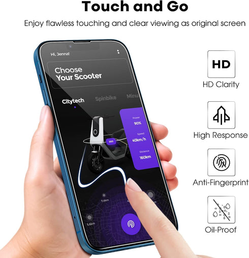 JETech Full Coverage Screen Protector for iPhone 13/13 Pro 6.1-Inch, Tempered Glass Film with Easy Installation Tool, Case-Friendly, HD Clear, 3-P...