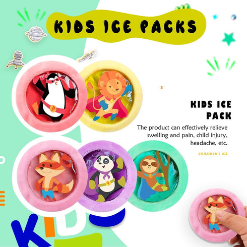 Kids Ice Pack, Hot or Cold Pack Gel Cooling Pad, Reusable for Injuries Medical Health,Swelling and Pain Relief, Tired Eyes, Child Injury, Headache...