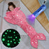 Mermaid Tail Blanket for Girls, Glow in The Dark Mermaid Sleeping Bag, Snuggle Girls Throw, Plush Cozy Soft Fleece Blanket for age 2-12, Valentine...