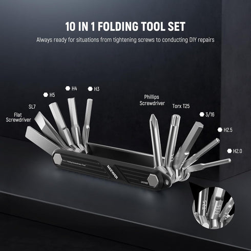 NEEWER 10 in 1 Folding Screwdrivers Tool Set: 4 Screwdrivers, 6 Hex Keys, Pocket Tool Compatible with SmallRig Camera Cage Rig Top Handle Tripod Q...