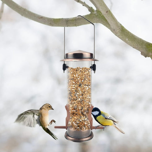 MIXXIDEA Wild Bird Feeders for Outdoors Hanging 2 Pack Stainless Steel Tube Bird Feeder Squirrel Proof, Finch Feeder for Garden Backyard Decoratio...