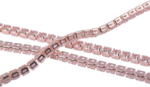 KAOYOO 5 Yards 3MM Zircon Rhinestones Close Chain Beaded Trim for Sewing Crafts,DIY Decoration?Rose Gold?...