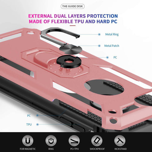 Folmeikat Compatible with iPhone 8 Plus,iPhone 7 Plus,iPhone 6s Plus/ 6 Plus Phone Case,Screen Protector 360 Degree Rotating Metal Ring Slim Shock...