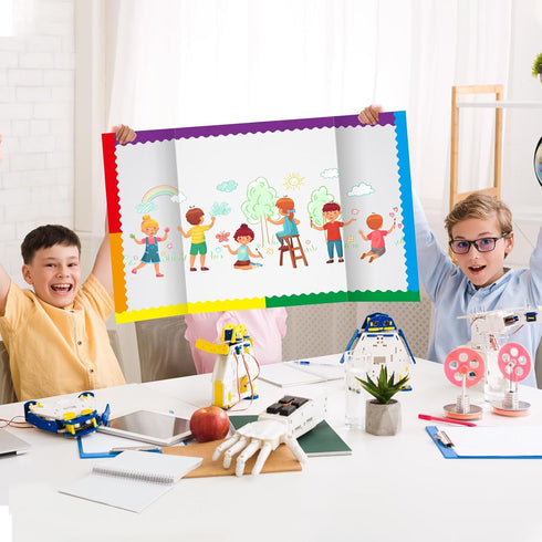 90 Pcs Science Fair Board Supplies Include 72 Trim Scalloped Bulletin Board Borders 18 Presentation Board Subtitles for Classroom Office Display B...