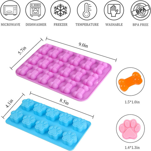 Puppy Dog Paw Bone Silicone Mold, Baking Mold, Used for Jelly, Candy, Chocolate,Ice Cube, Can Bake Dog Snack Biscuits...