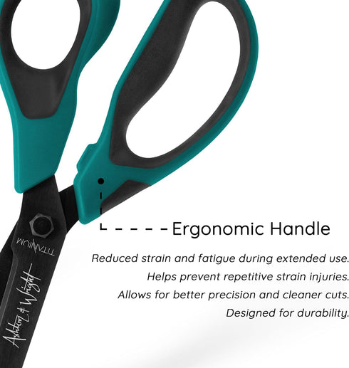Ashton and Wright - Titanium HD - Heavy Duty Scissors for Office, Home, Kitchen and Craft - 210mm / 8” - Titanium Coated Blades (Teal, Right Hande...