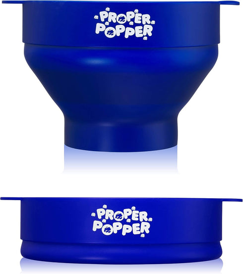 The Original Proper Popper Microwave Popcorn Popper, Silicone Popcorn Maker, Collapsible Bowl BPA Free & Dishwasher Safe - (Blue)...