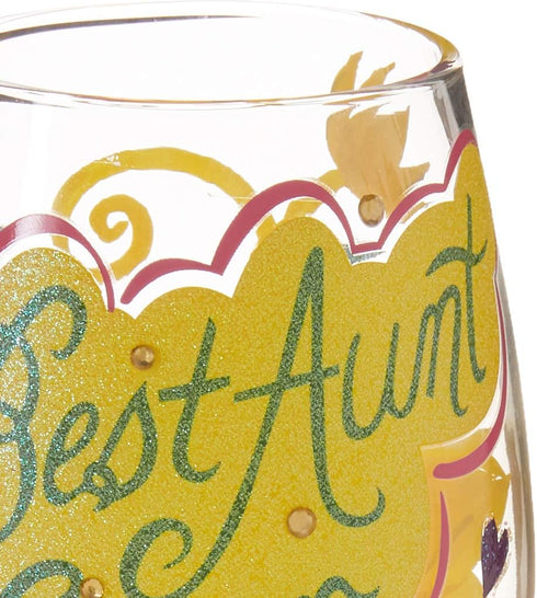Lolita Best Aunt Ever Artisan Painted Wine Glass Gift...