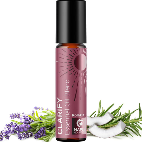 Headache Essential Oil Roll On - Clarify Essential Oil Blend Headache Roll On with Aromatherapy Oils - Peppermint Rosemary and Lavender Roll On Es...