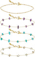 4Pcs Natural Gemstone Stainless Steel Anklets for Women Waterproof Gold Anklets for Women 14k Real Gold Anklet for Teen Girls Adjustable 8.3 "+2 '...