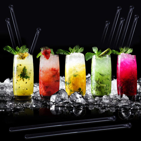 Aboat 120 Pieces 7.3 Inch Plastic Round Top Swizzle Sticks, Crystal...
