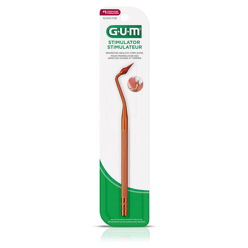 GUM Stimulator Permanent Handle - 1 Rubber Tip Included - Long Handled Massager for gums - Remove Plaque & Promote Gum Health, 1ct (6pk)...