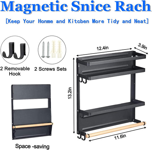 Dr.BeTree Magnetic Spice Rack for Refrigerator Magnetic Paper Towel Holder Shelf Fridge Magnet Organizer Spice Rack Organizer Kitchen Organization...
