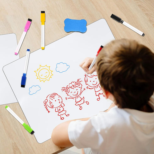 Magnetic Dry Erase White Board for Fridge Pack, Flexible Refrigerator Magnet Whiteboard Notepad for Home Kitchen Memo Grocery List, includes 8 Mar...