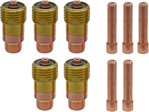 TIG Welding Torch STUBBY Gas Lens Collet Body 17GL116 1/16" & Collet 10N23S Copper Consumables KIT for WP 17 18 26 Torch 10PCS...