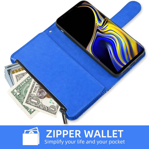 Asuwish Phone Case for Samsung Galaxy Note 9 Wallet Cover with Screen Protector and Wrist Strap Bling Glitter Leather Flip Zipper Credit Card Hold...