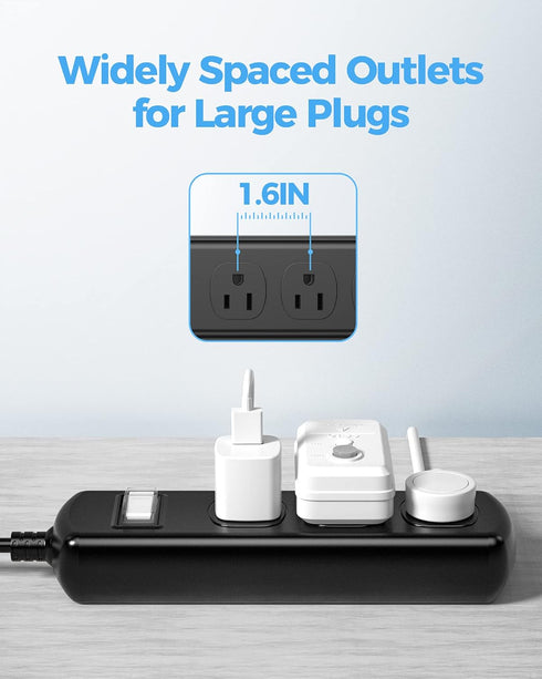 EIGSO Outdoor Power Strip Weatherproof, IPX6 Grade Waterproof Surge Protector with 3 Wide Outlets, Anti-Electric Shock, 6 FT Heavy Duty Extension ...