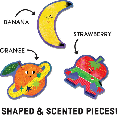 Mudpuppy Cosmic Fruits Scratch and Sniff Puzzle from Mudpuppy - 60 Piece Jigsaw Puzzle with 6 Shaped Pieces, Features Colorful Illustrations, 3 Ou...