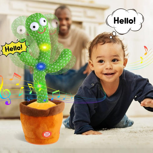 Kids Dancing Talking Cactus Toys for Baby Boys and Girls, Singing Mimicking Recording Repeating What You Say Sunny Cactus Electronic Light Up Plus...