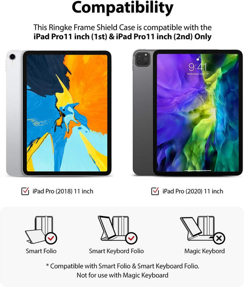 Ringke Frame Shield Compatible with iPad Pro 11 inch (2020, 2018 Released Ver.) - Matte Black...