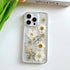 for iPhone 15 Pro Max Clear Case with Pressed Real Flowers Design,Glitter Cute White Floral Pattern Slim Soft TPU Protective Women Girl's Phone Co...