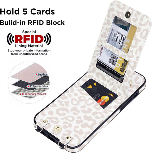 uCOLOR for iPhone 15 Pro Wallet Case with Card Holders for Women, Crossbody Zipper Protective Leather Case with Strap Wrist Ring RFID Kickstand De...