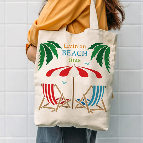 BENECREAT 12x12" Beach Vacation Painting Stencils, Coconut Tree Beach Umbrella Template Stencils for Wood Wall Painting and Scrapbooking...