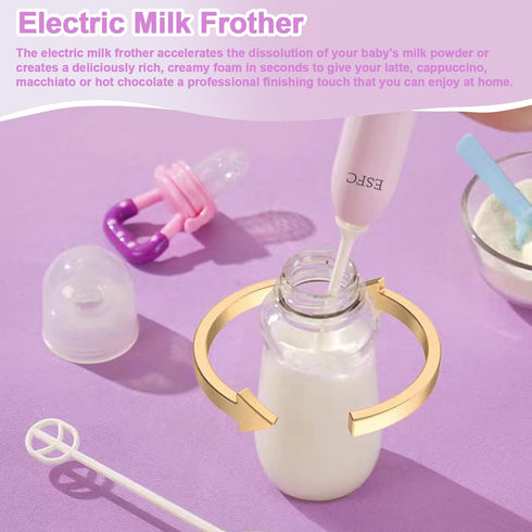 Portable Electric Baby Bottle Brush Set with Electric Bottle Brush,Nipple/Straw Brush,Milk Frother and Drying Base,Waterproof IPX7,Rechargeable Tr...