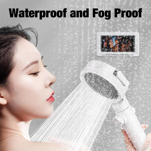 Waterproof Shower Phone Holder - Rotates and Adjustable Angle, Anti-Fog High Sensitivity Cover Mount Box for Smooth Wall Surfaces Where You Need O...