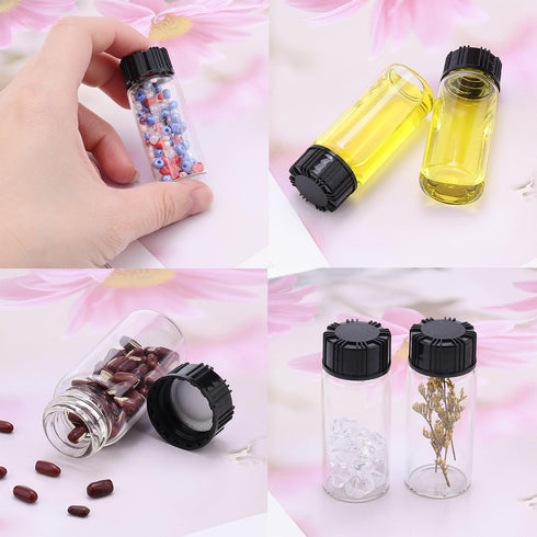 0.3 Oz Clear Glass Vials with Screwcap Empty Bottles Liquid Sample Glass Bottles for Travel, Pack of 10...