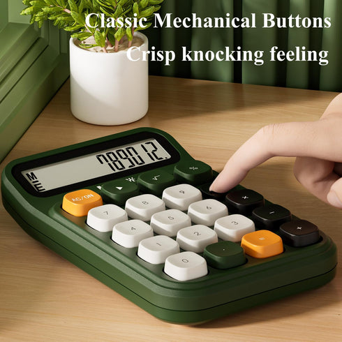 M&G Desk Calculator with Mechanical Buttons, 12 Digit Large LCD Display, Big Button Calculator for Office Home School, Bottom Antiskid, Battery In...