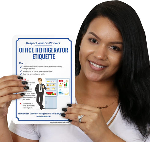 SmartSign 10 x 7 inch “Respect Your Co-Workers - Office Refrigerator Etiquette” Magnetic Sign, Conformable 32 mil Rubber, Multicolor...