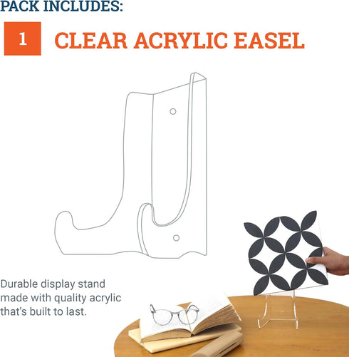 Clear Acrylic Easel - 6” Acrylic Display Stand for Picture Frames, Plaques, Ceramic Tiles, Plates, etc....