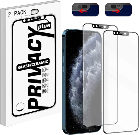 Screen Protector with Front Slide Camera Cover Compatible for Phone 12/ Phone 12 Pro,HD Tempered Glass Screen Protection and Spy Cover Protect Pri...