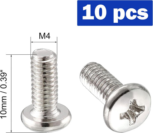 uxcell 10 Pieces M4 x 10mm TV Mount Screws, Computer TV LCD Monitor Stand Bracket Mounting Screws, Stainless Steel, Silver Tone...