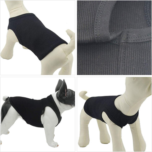 Lovelonglong 2019 Summer Pet Clothing, Dog Clothes Blank T-Shirts Ribbed Tanks Top Thread Vests for Bulldog Pit Bull Dogs 100% Cotton Black XXL...