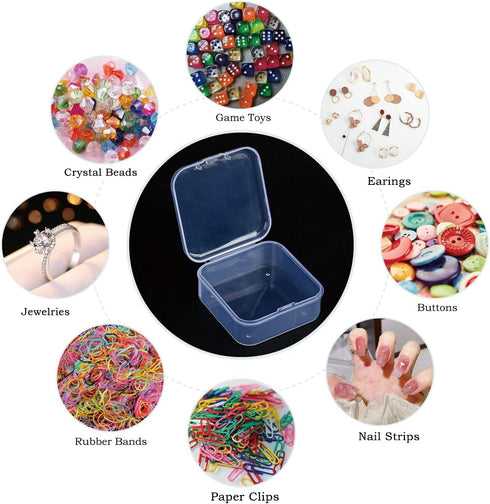 16 Pieces Small Plastic Bead Storage Containers and Organizer Transparent Boxes with Hinged Lid, Clear Craft Supply Box for DIY Art Craft Accessor...