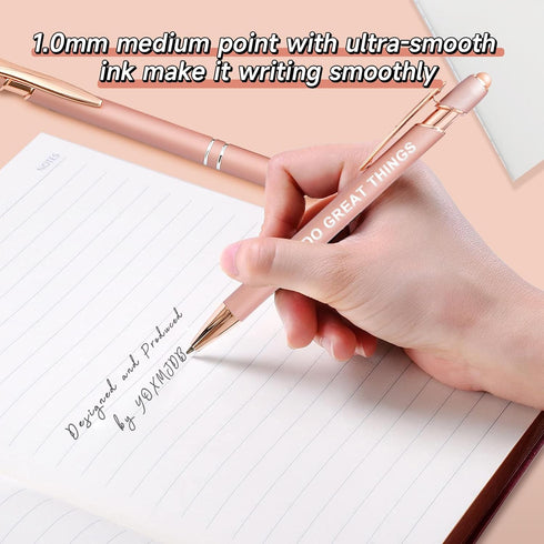 Stylus Pens for Touch Screens, 6 Pack Rose Gold Inspirational Pens, 1.0mm Medium Point BallPoint Pens, Cute Pens Nurse Gifts Office Supplies for W...