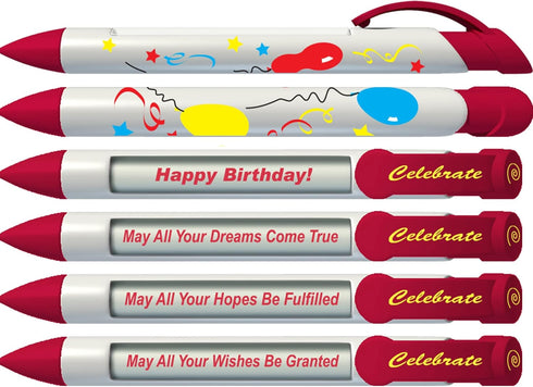 "Celebrate" Birthday Pens with Rotating Messages, 6 Pen Set (36501)...