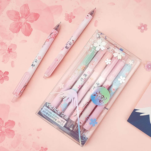 6 Pcs Gel Ink Pens Cartoon Retractable Pens Cute Animal Pen 0.5mm Ballpoint Pen Office School Supplies for Girls (Sakura)...