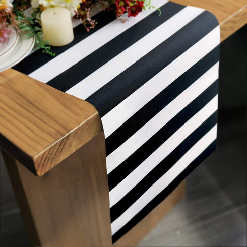 Table Runner Black and White Striped Pattern for Anniversary Runner Dinner Party Supplies Birthday Party Wedding Winter New Years Decorations 12x7...