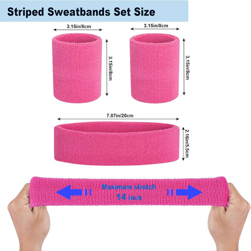 Sweatbands Set, Headband and Wrist Sweatbands, Cotton Sweat Band for Athletic Men and Women, Sweatbands Sports Headbands for Working Out, Running,...