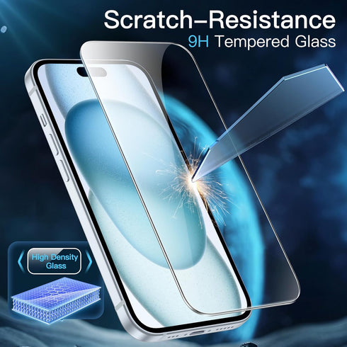JETech Screen Protector for iPhone 15 Plus 6.7-Inch, Bubble Free, Tempered Glass Film with Easy Installation Tool, Case-Friendly, HD Clear, 2-Pack...