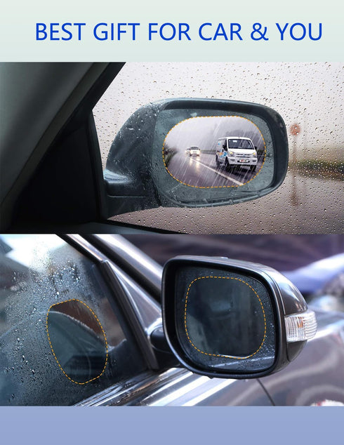 4PCS Car Rearview Mirror Film, 5.31"x3.74" Waterproof Rainproof Transparent Protective Sticker, HD Protective, Universal Car Windows, Rearview Mir...