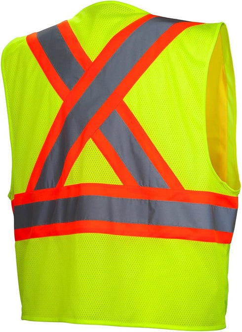 Pyramex Safety RCZ2410L RCZ24 Series Vest Hi-Vis Lime Vest with Contrasting Reflective Tape - Size Large...